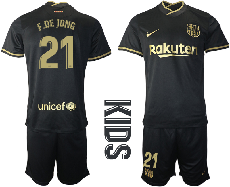 Youth 2020-2021 club Barcelona away #21 black Soccer Jerseys